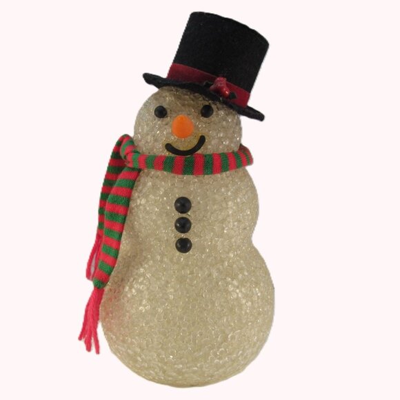 Vintage Melted Plastic Popcorn Snowman Tabletop Decoration - Picture 1 of 10